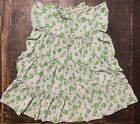 Entro Womens's Size Large Babydoll Ruffle Tiered Green Floral Print, EUC!!!!