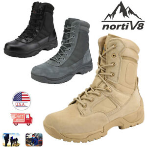 Men's Tactical Boots Army Military Leather Motorcycle Combat Hiking Work Shoes