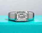 Engagement Men's 2Ct Emerald Cut GVS2 Lab Grown Diamond/CVD Ring 14K White Gold