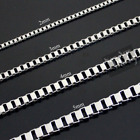 Stainless Steel Square Box Chain Classic Necklace Men Women 18