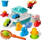 Baby Bath/Beach Ferry Boat Water Toy Set Boats Cars Helicopter Stacking Cups NEW