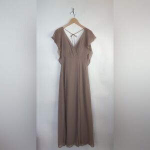 Jenny Yoo Bridesmaid dress Size 0 V-neck, flutter sleeve, side slit