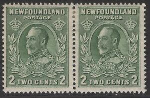 NEWFOUNDLAND 186ii 1932 2c GREEN KING GEORGE V DIE II FIRST RESOURCES PAIR MPH