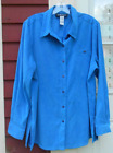 Sag Harbor Blue Long Sleeved Button Down Velvet Feel Poly/Spandex Shirt Size 18