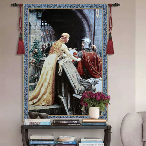 Godspeed Edmund Blair Leighton Tapestry Wall Hanging Medieval Lady With Knight