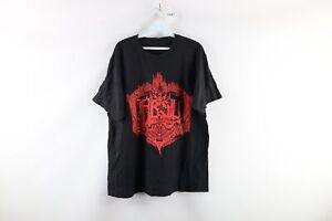 Vintage Mens XL Faded ABSU Deathmetal Band Spell Out Double Sided T-Shirt Black