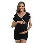 Women's Maternity Nursing Pajama Breastfeeding Short Sleeve Top +Shorts Outfits