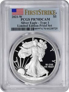 2021-W $1 Silver Eagle Dollar Type 1 Limited Edition Proof Set PR70DCAM FS PCGS
