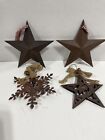 4) Primitive Metal Decorative 5” Star Ornaments