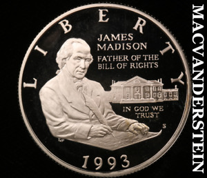 1993-S James Madison Commemorative Silver Half Dollar - Gem Proof Lustrous #V742