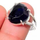 Blue Tanzanite Gemstone Handmade 925 Sterling Silver Jewelry Ring Sz 7.5 (US)