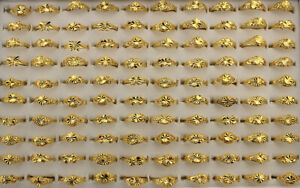 Wholesale Lots 50pcs Mixed Fashion Various Gold P Alloy Lady's Adjustable Rings