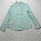 Chico's Women's Size 2 (Large) Button Up Shirt Floral Embroidery Light Blue Top