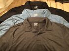 LOT OF THREE-32 Degrees Cool Polo Shirt Mens Size Large Black, Gray, Blue. MINT