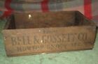 1900s Antique Wooden BELL & GOSSETT BOX Vintage Shipping Display Crate HARDWARE