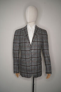 New ZILLI $4900 Gray Brown Check Silk Wool Jacket Blazer 54 Made in Italy