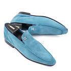 Zilli Teal Blue Extra-Soft Nappa Suede Loafers US 8 (Eu 41) Dress Shoes