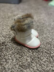 Comfy Kids Toddler Girls Snow Boots With Faux Fur Lining Size 5 White/Pink