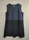 LAFAYETTE 148 New York Virgin Wool Blend Black Blue Sleeveless Dress Size 18 EUC