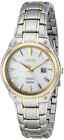 Seiko Women's SUT128 Solar White Dial Date Two-Tone Stainless Steel Dress Watch
