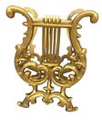Vintage Cast Metal Gold Tone Lyre Harp Music Holder For Records Or Music Books