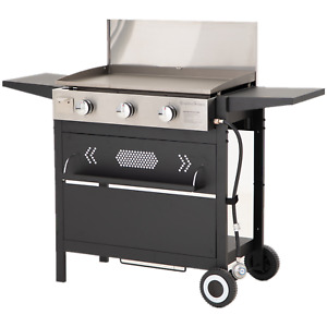 Flat Top Gas Grill Propane 3 Burner Tabletop Griddle Outdoor Cooking Barbeque