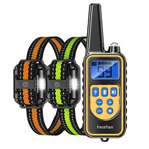 Dog Shock Collar Waterproof Rechargeable Dog Training Remote with led for 2 dog