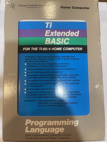 TI EXTENDED BASIC 1980 Texas Instrument TI-99/4a Command Module, Untested