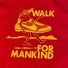 Vintage 1970s XL Walk For Mankind Nike Sneaker Graphic Red T Shirt Single Stitch