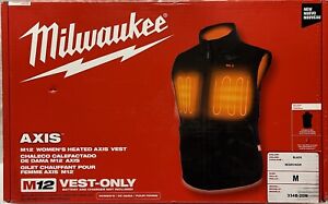 Milwaukee AXIS Women's Sleeveless M-Size M12 12V Full-Zip Black Heated Vest Only