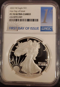 2022 W T-2 NGC PF70 UC FIRST DAY OF ISSUE SILVER EAGLE BIG BLUE 