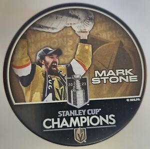 Mark Stone Vegas Golden Knights Stanley Cup Champions Puck. T-Mobile Arena Exclu