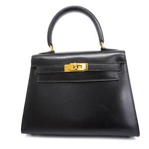 Hermès Kelly 25 Black Leather Handbag Authentic