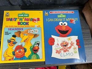 2 Vintage Sesame Street Coloring  Books Paint And Marker Books READ
