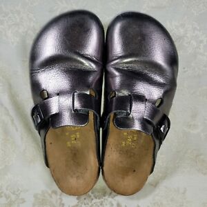 Birkenstock EU 38 Papillio Leather Clogs Shoes Women’s 5 Gray PEWTER
