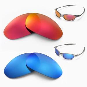 New Walleva Polarized Fire Red + Ice Blue Replacement Lenses For Oakley Juliet