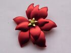 Vintage TONA Brooch/Pin RED Layered Enamel Painted POINSETTIA FLOWER Christmas