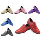 Men's Fashion Smoking Sparkly Glitter Sequin Dress Tuxedo Loafers Slip On Shoes