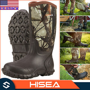 HISEA Men's Boots Waterproof Neoprene Insulated Mud Hunting & Fishing Rain Boots