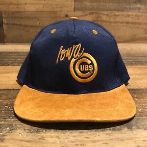 Vintage Iowa Cubs Hat Snapback Cap Mens Blue Brown Suede Brim MiLB Baseball 90s