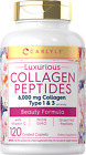 Collagen Peptides Pills 6000 mg | 120 Caplets | Type 1 & 3, Vitamin C | Carlyle