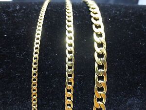 3/5/7mm   GOLD PLATED STAINLESS STEEL CURB CUBAN CHAIN NECKLACE 18
