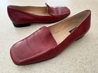 Kate Spade New York Loafers Womens 8 Red Leather Square Toe Flats Shoes Italy