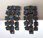 Vintage Dangling Sky-Blue Rhinestone Earrings