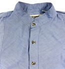 Frontier Clothing Popover Shirt Mens Large Old West Blue Micro Check Cotton