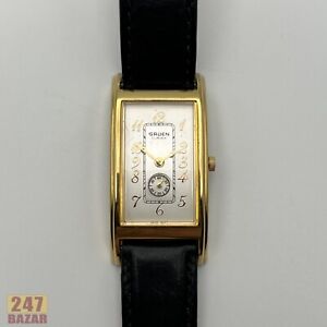 Vintage Gruen Curvex 10 Micron Gold Plated Men's Quartz Dress Watch