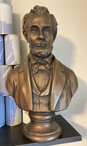 Large 17” President Abraham Lincoln Bust Chalkware Alexander Backer Statue Rare