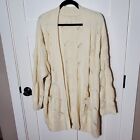 Womens Plus Size 5X Cardigan Open Cable Knit Sweater Ivory Soft Neutral Cozy EUC