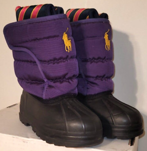 Polo Ralph Lauren Girl's Waterproof Snow Boots Kids Size 10 Purple Black