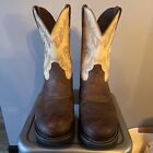 Mens Size 12D Justin Stampede Work Brown Tan Leather Cowboy Boots Style WK4660
